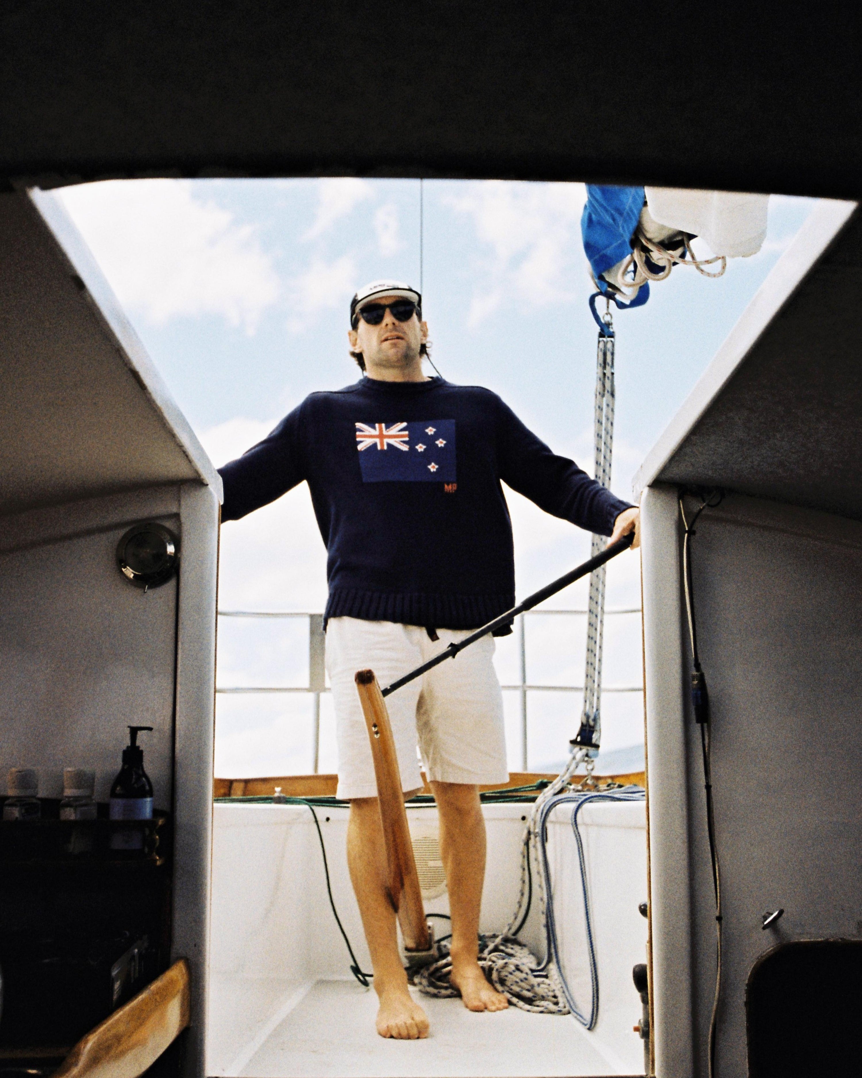 Flag Knit Sweater - Navy