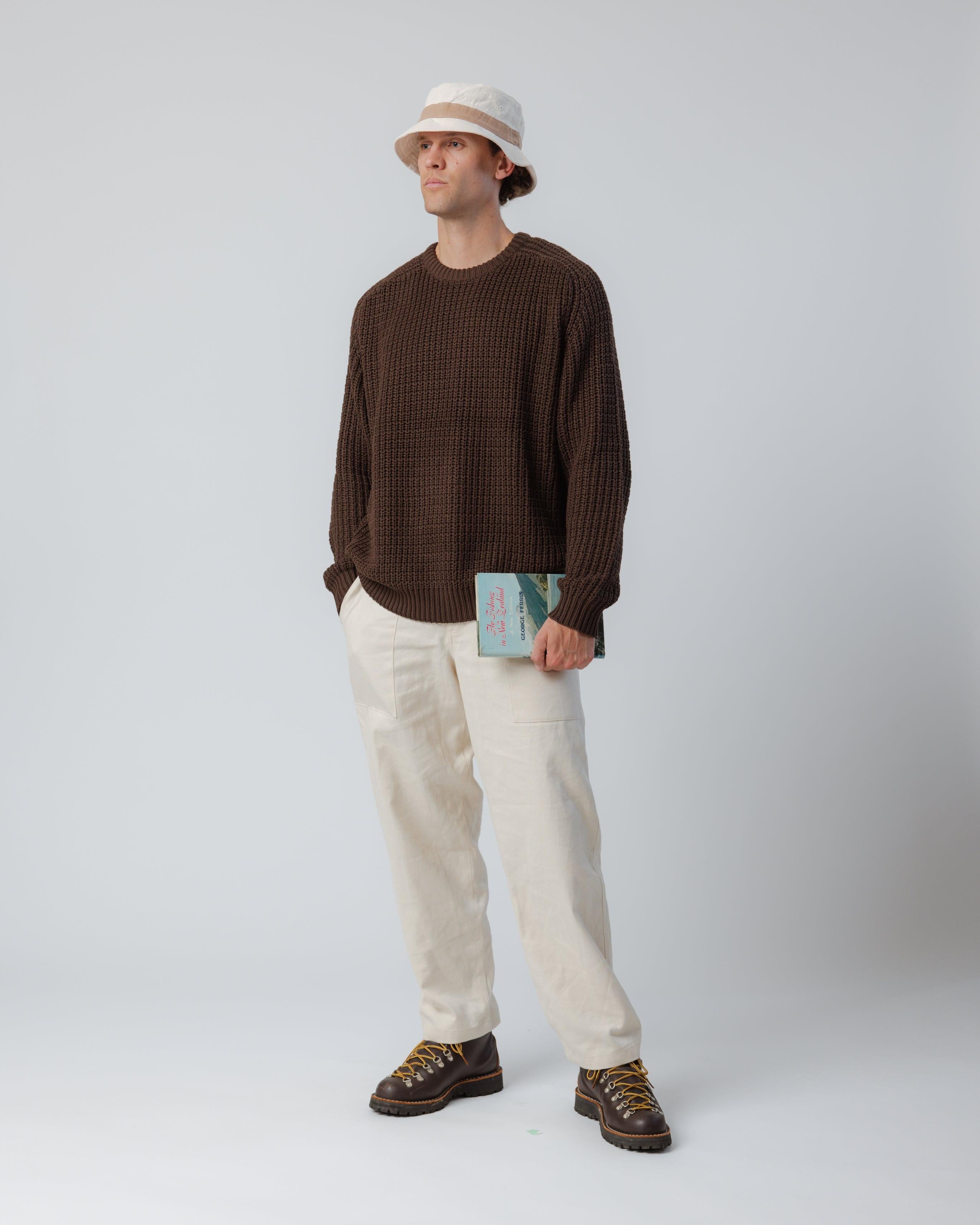 Fisherman Knit Sweater - Brown