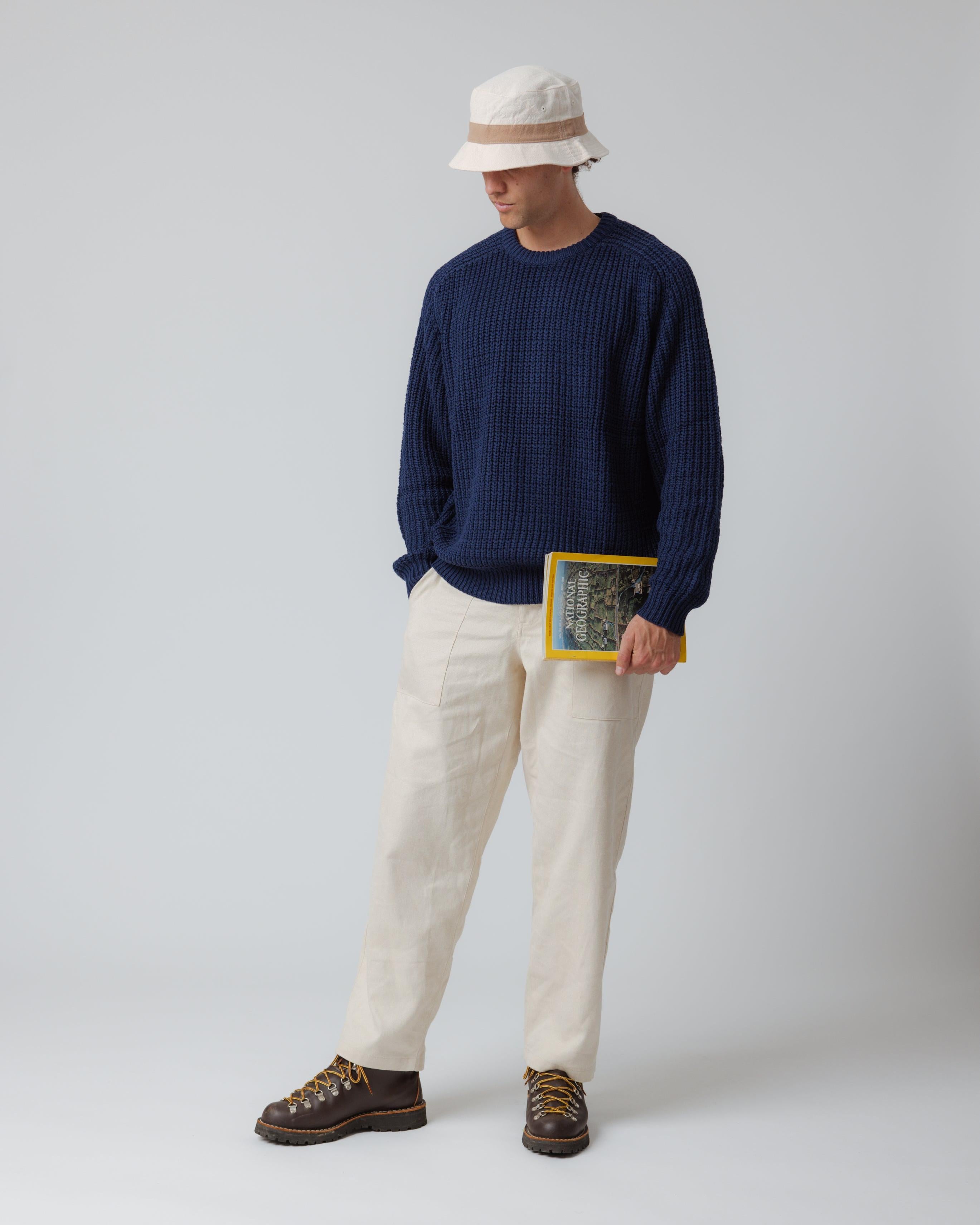 Fisherman Knit Sweater - Navy
