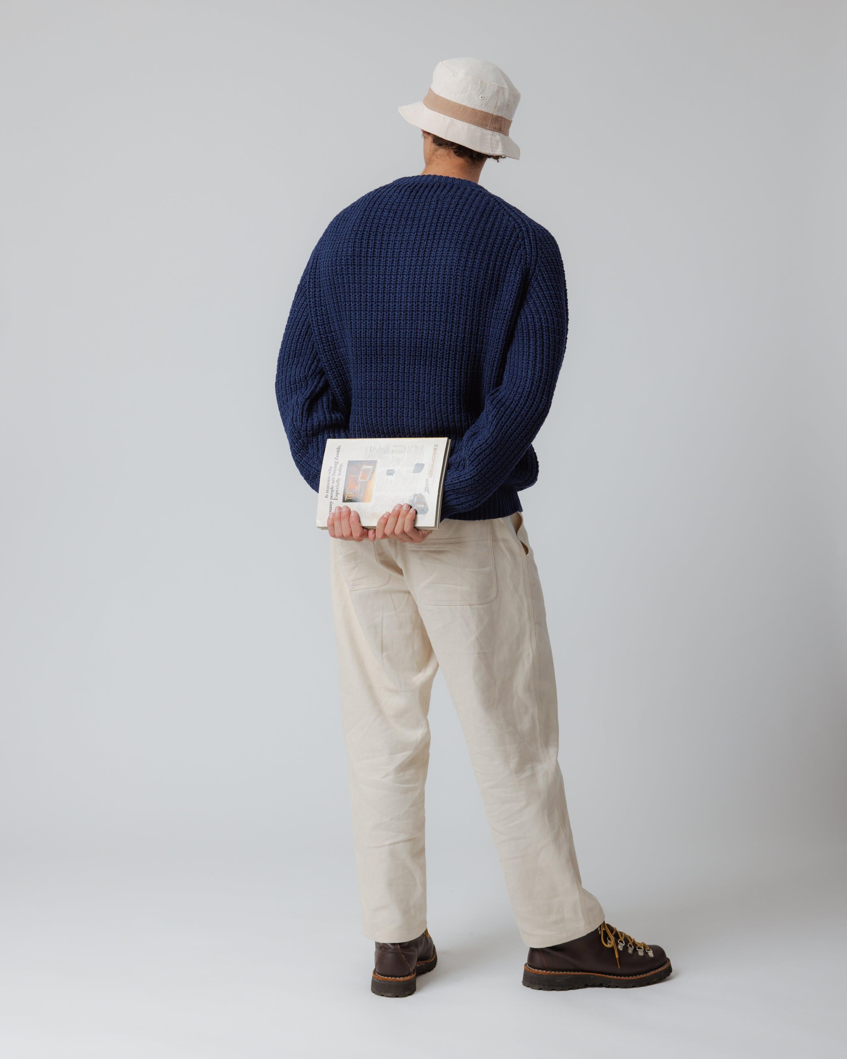 Fisherman Knit Sweater - Navy