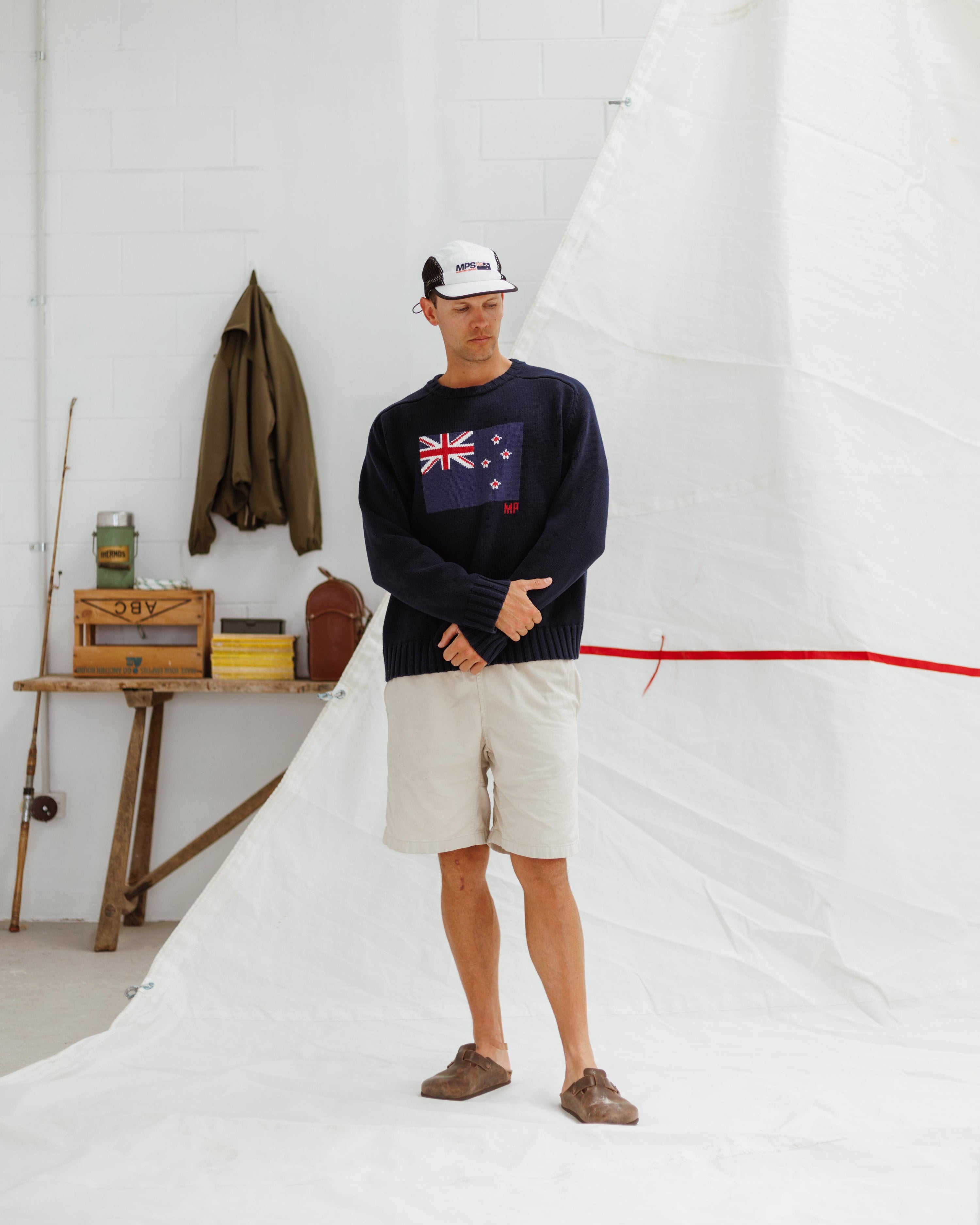 Flag Knit Sweater - Navy