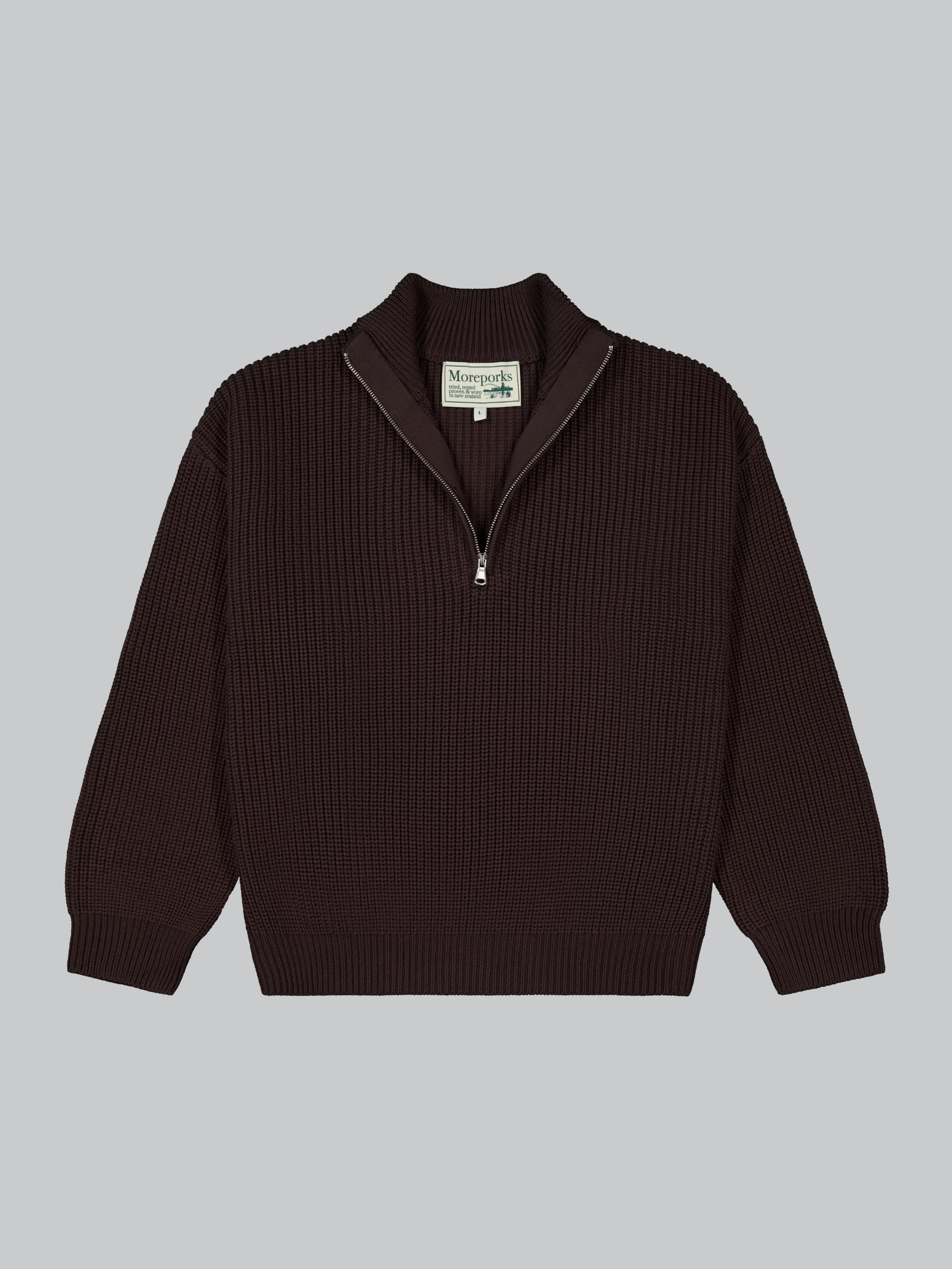 1/4 Zip Sweater - Brown