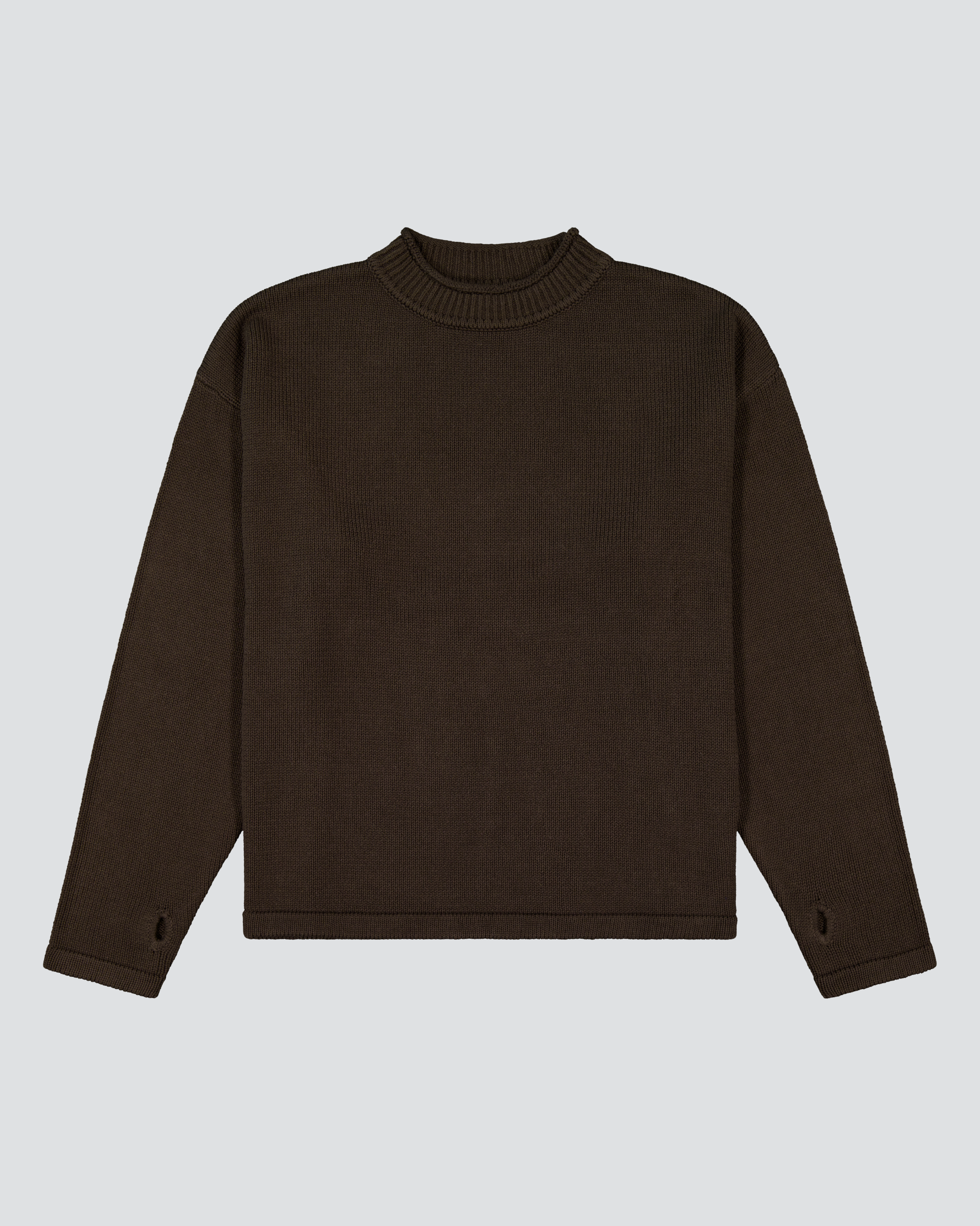 Hemp Mock Neck Knit - Brown