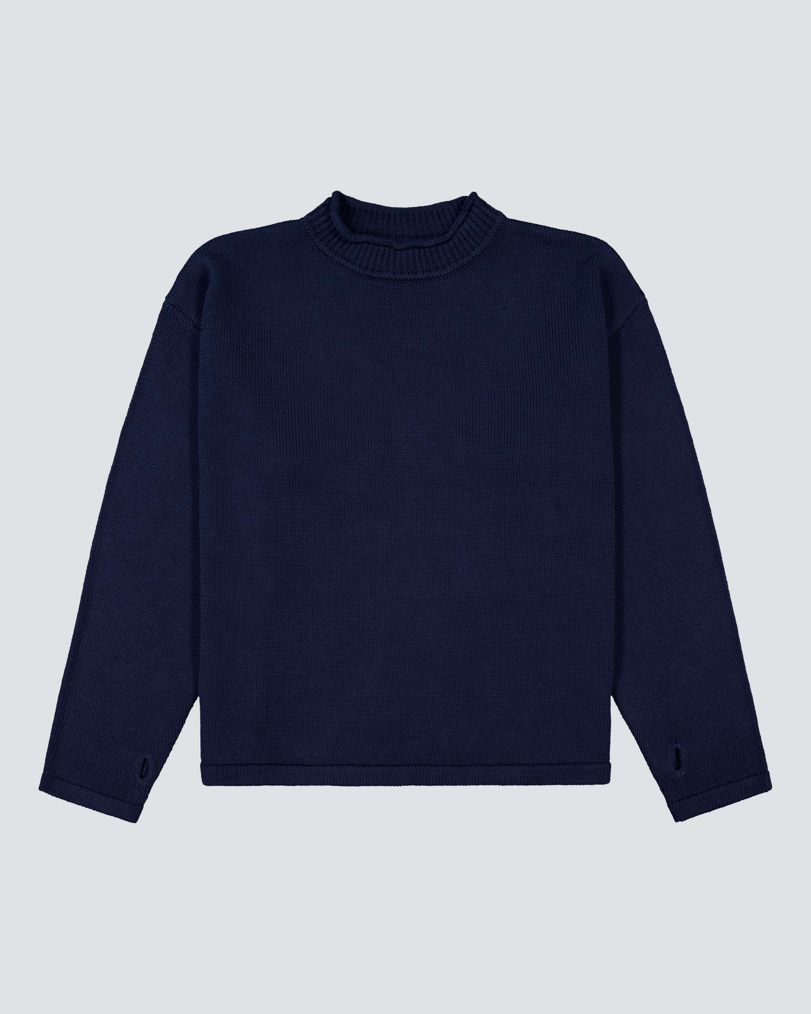 Hemp Mock Neck Knit - Navy