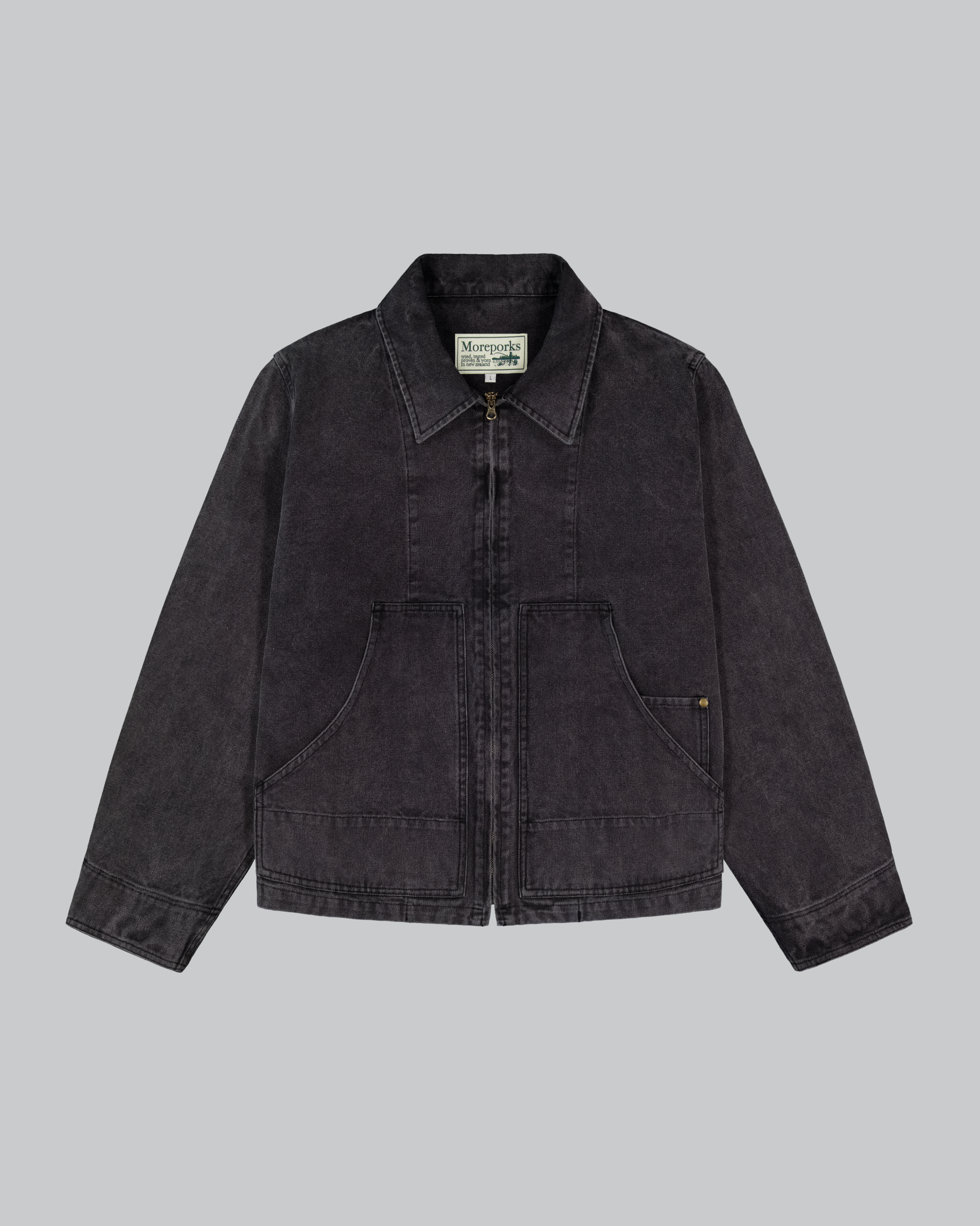 Washed Work Jacket - Charcoal