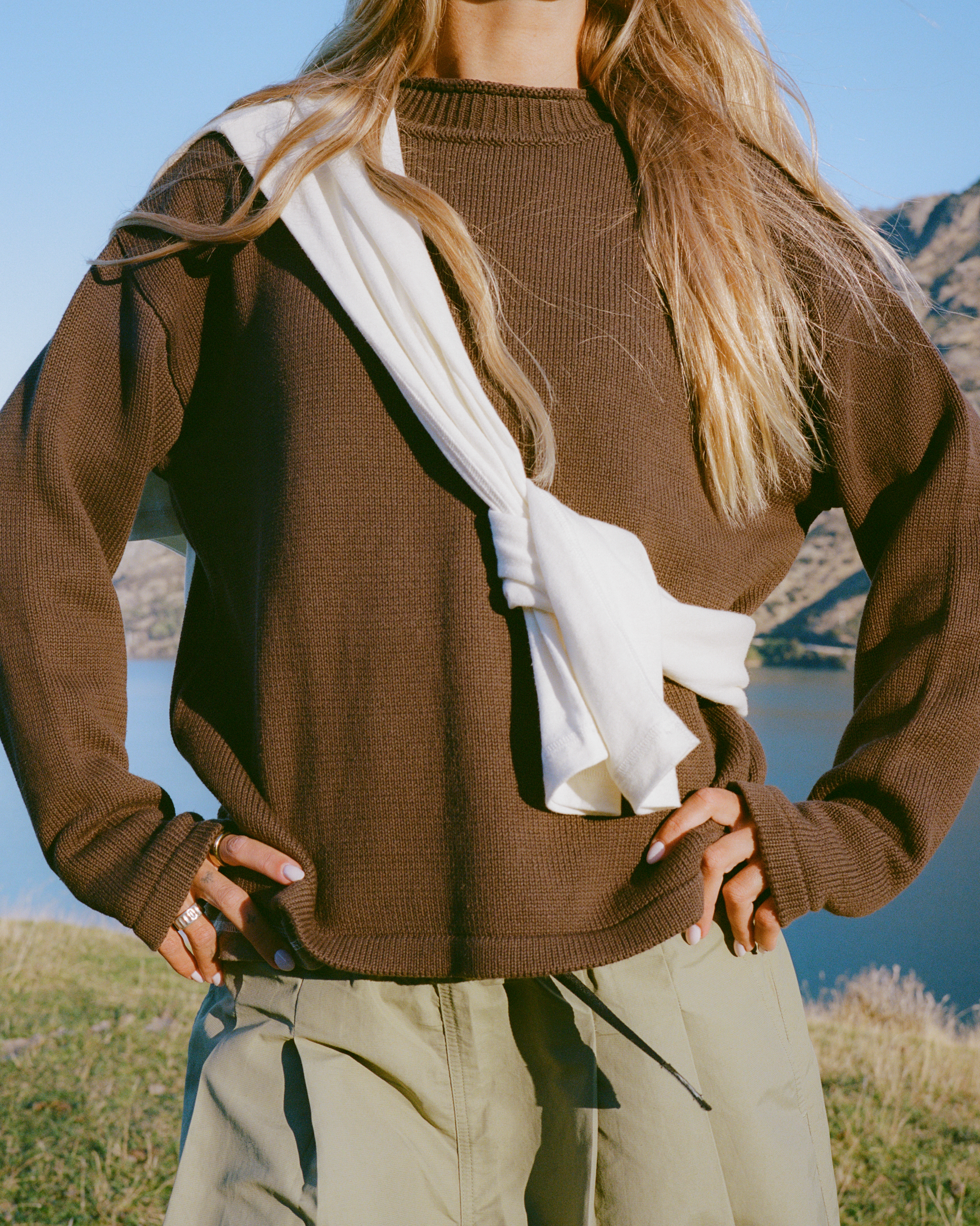 Hemp Mock Neck Knit - Brown