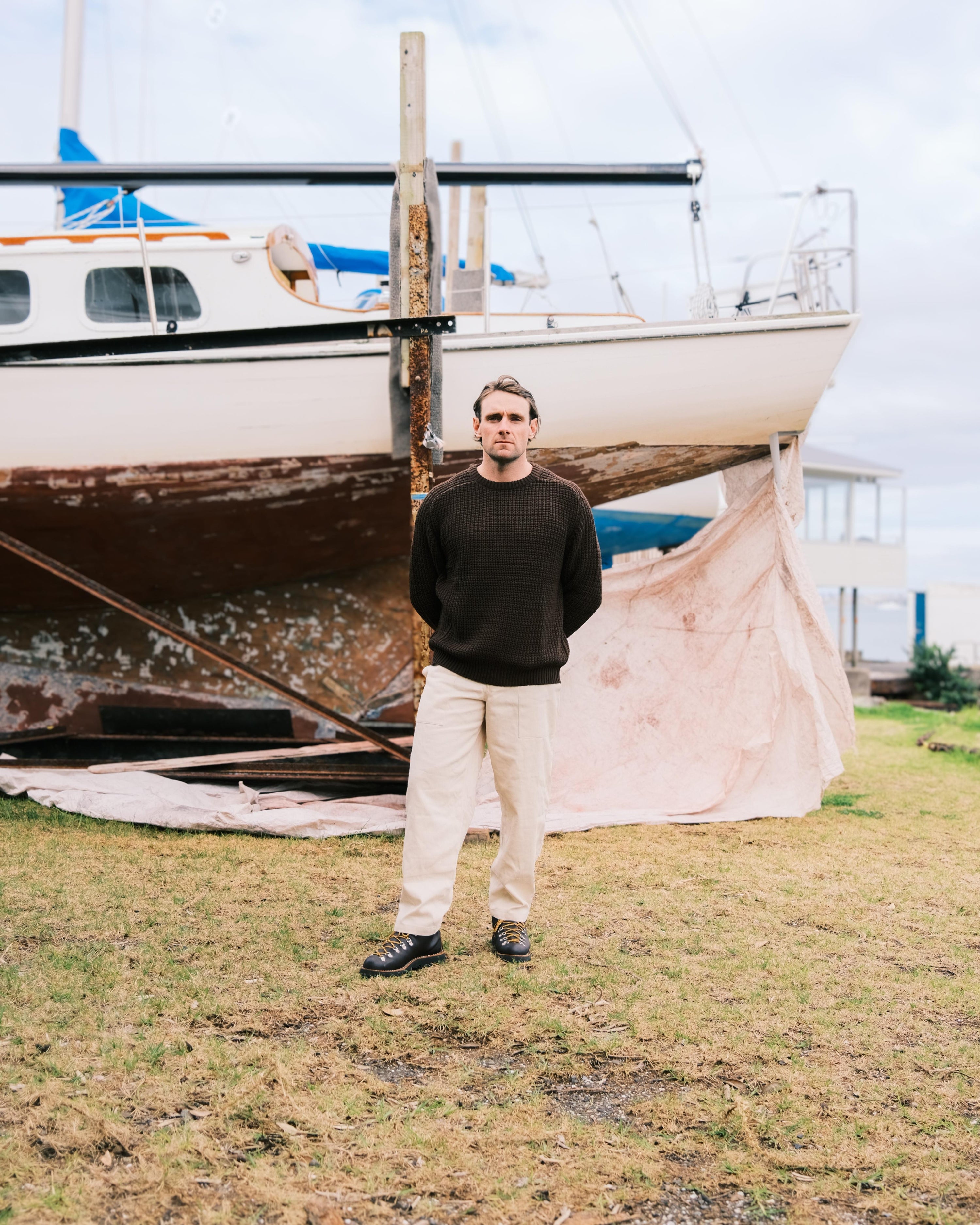 Fisherman Knit Sweater - Brown