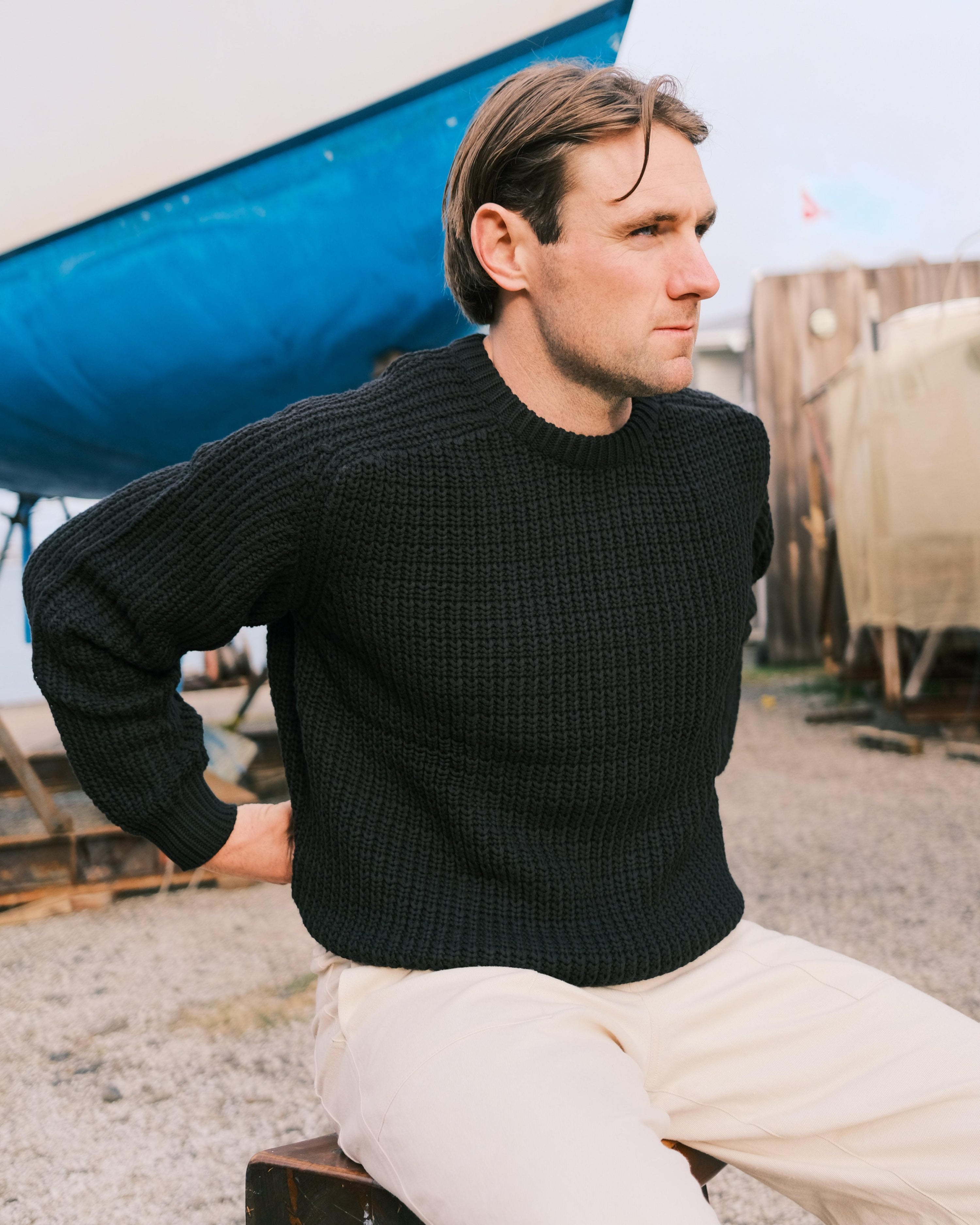 Fisherman Knit Sweater - Black