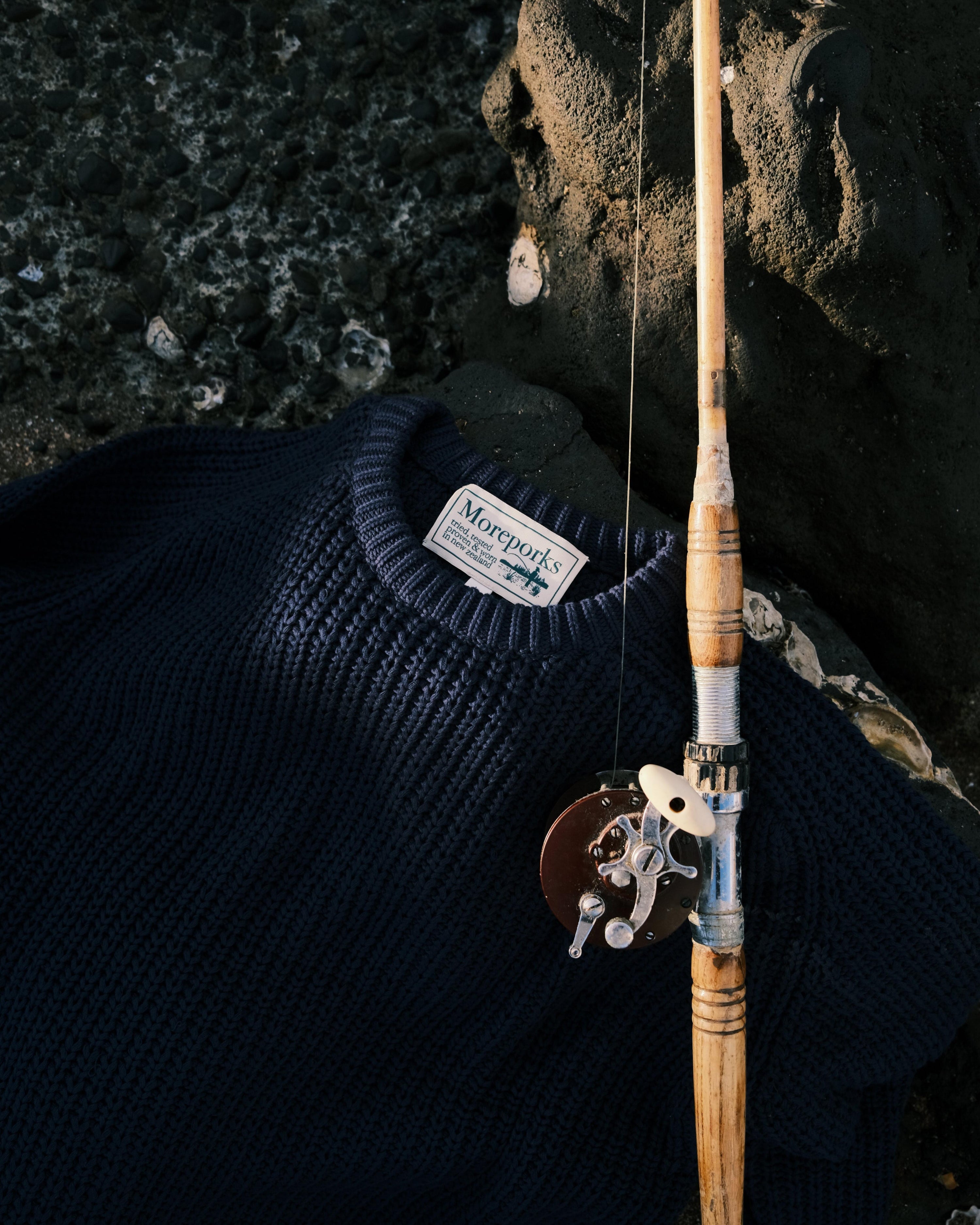 Fisherman Knit Sweater - Navy