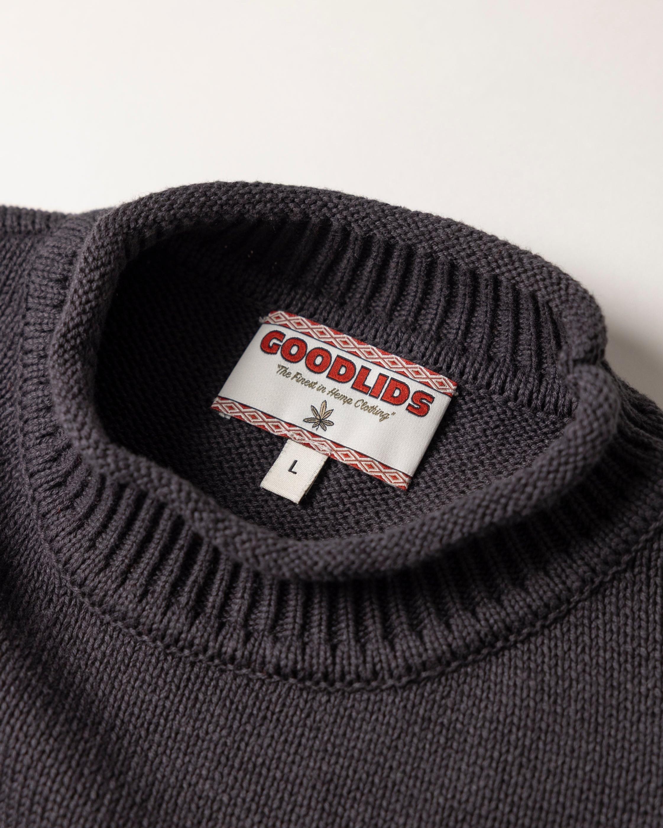 Hemp Mock Neck Knit - Charcoal