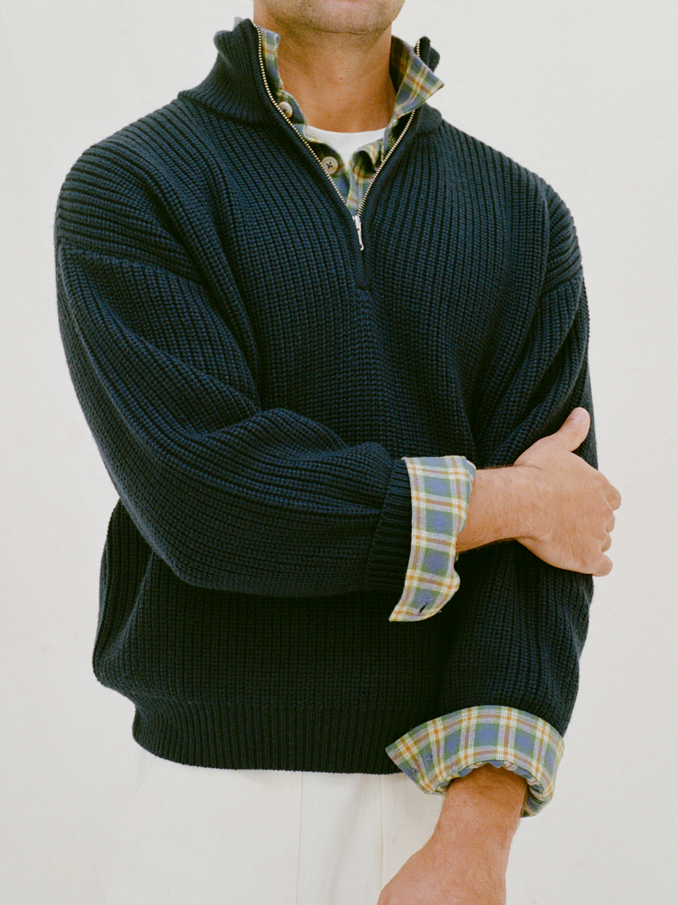 1/4 Zip Sweater - Navy