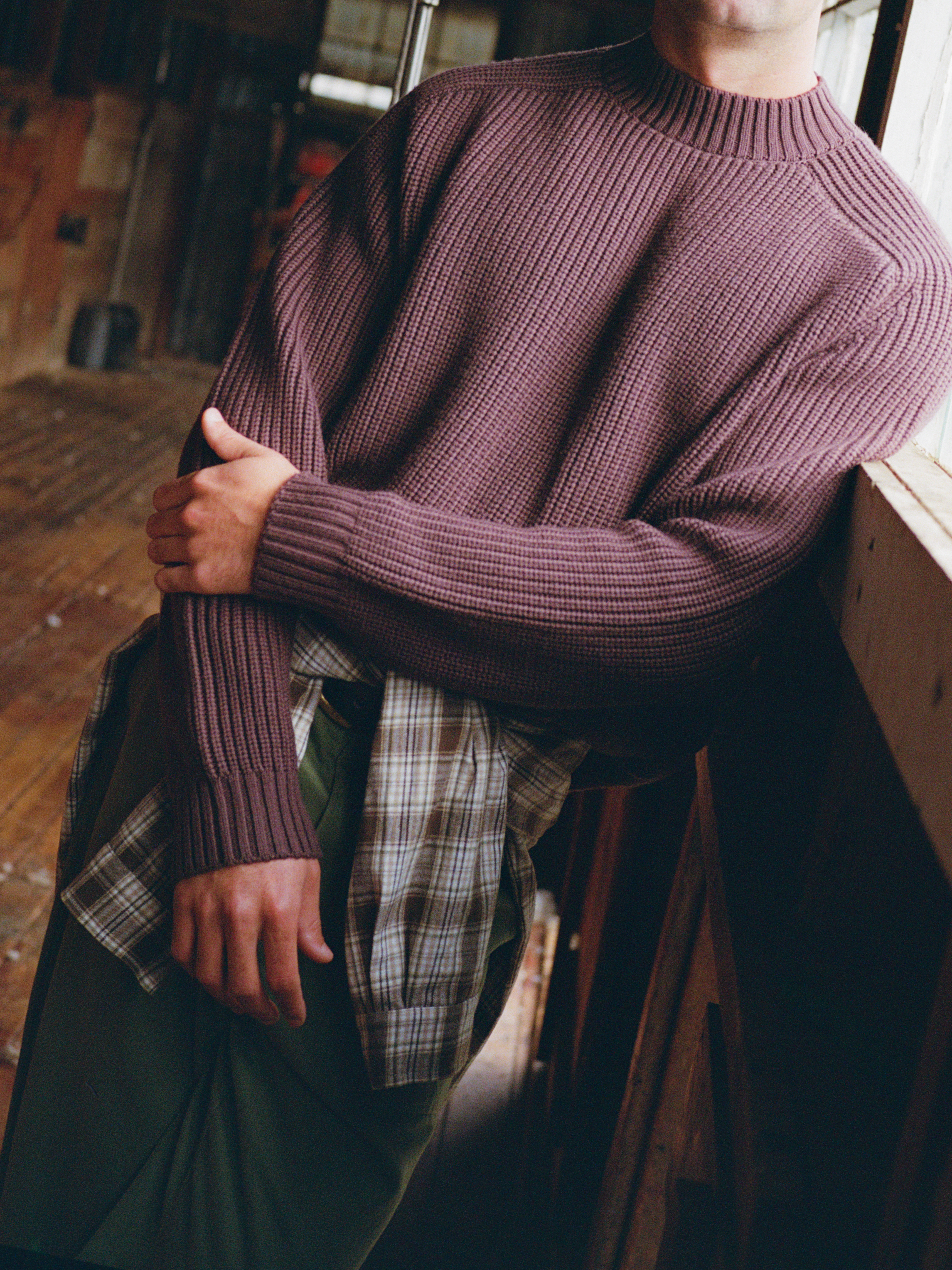 High Neck Sweater - Brown