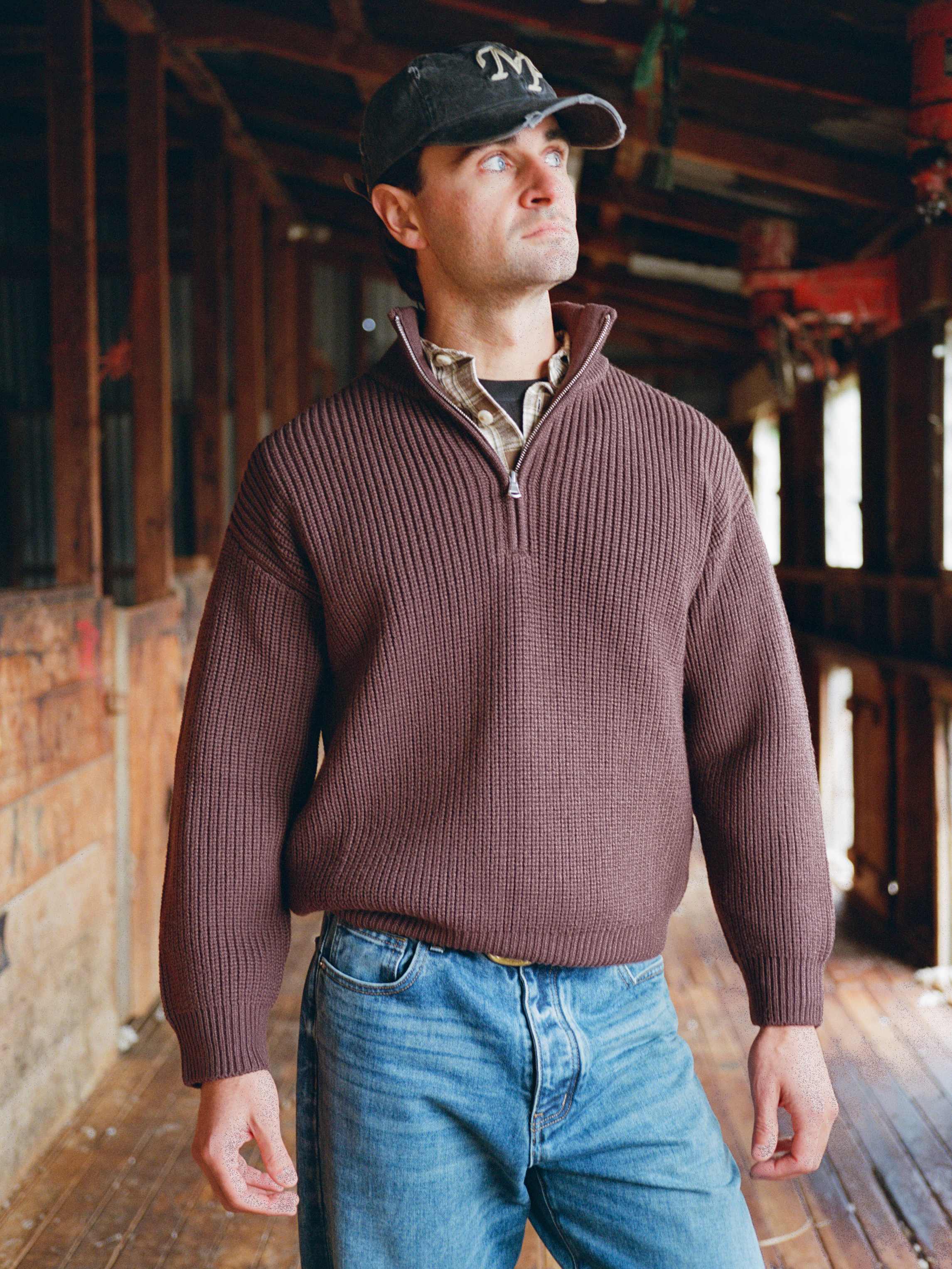 1/4 Zip Sweater - Brown