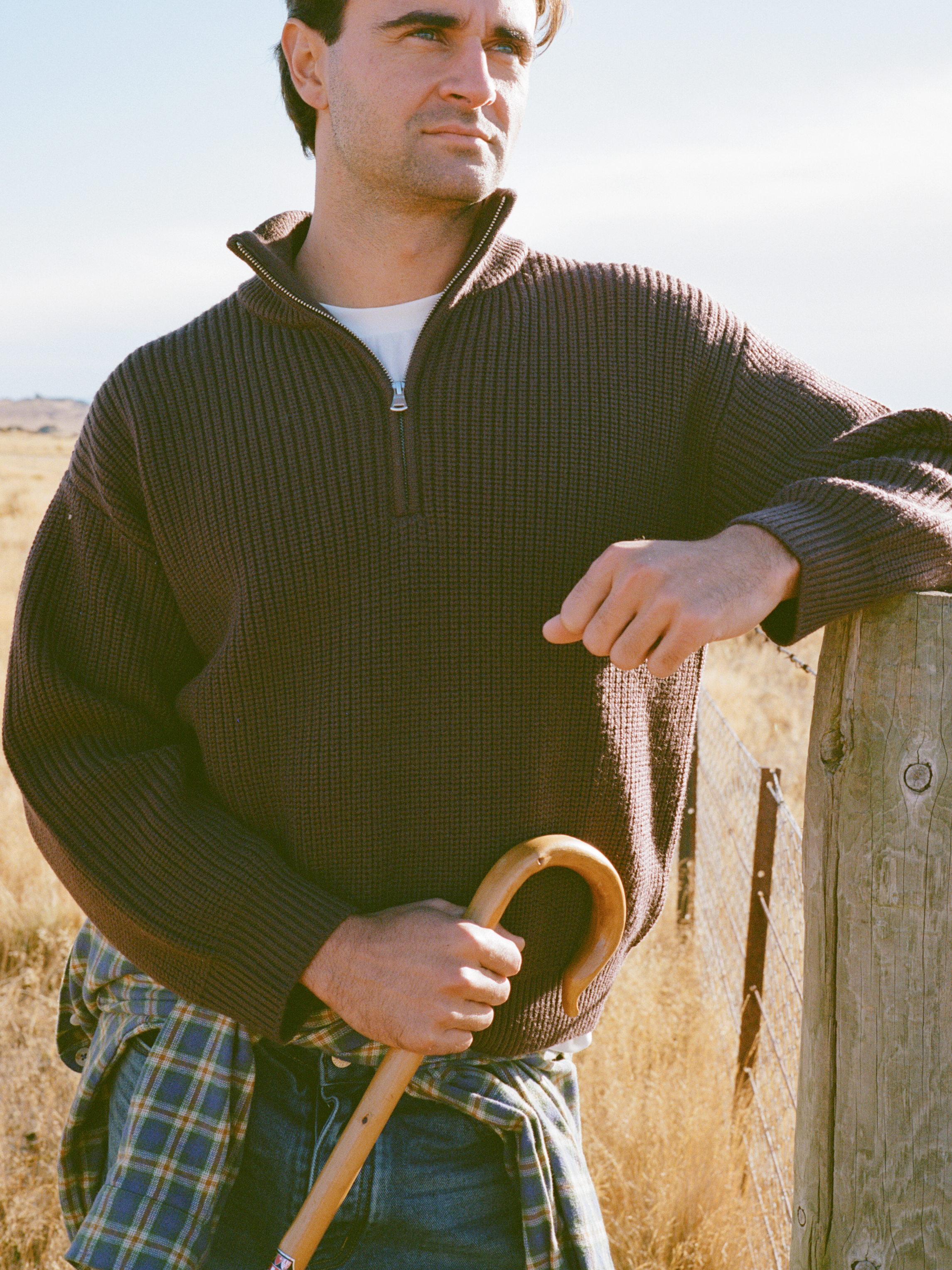 1/4 Zip Sweater - Brown