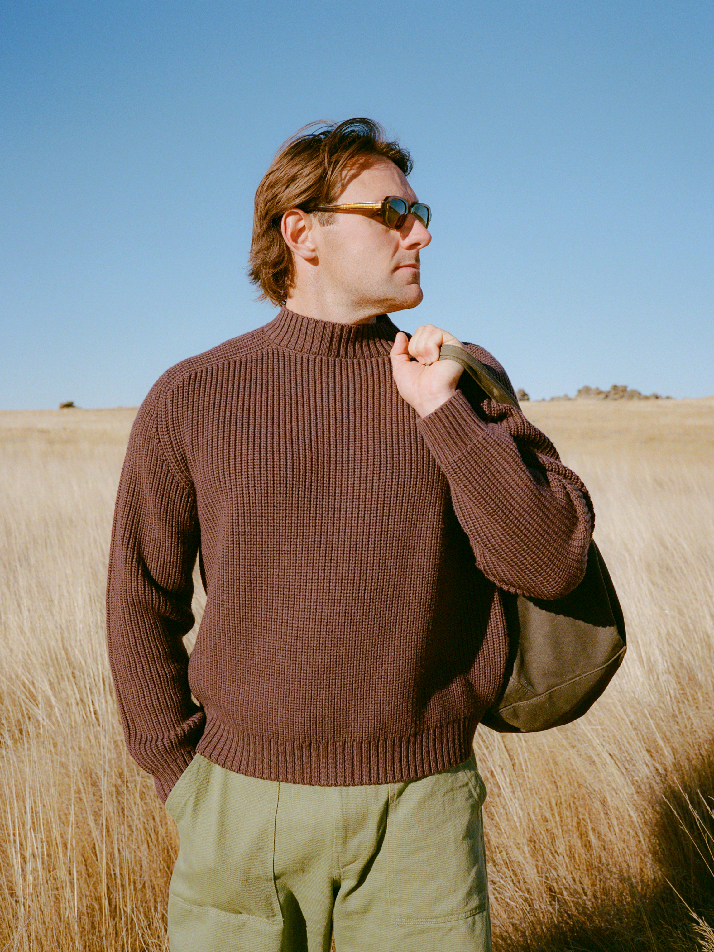 High Neck Sweater - Brown