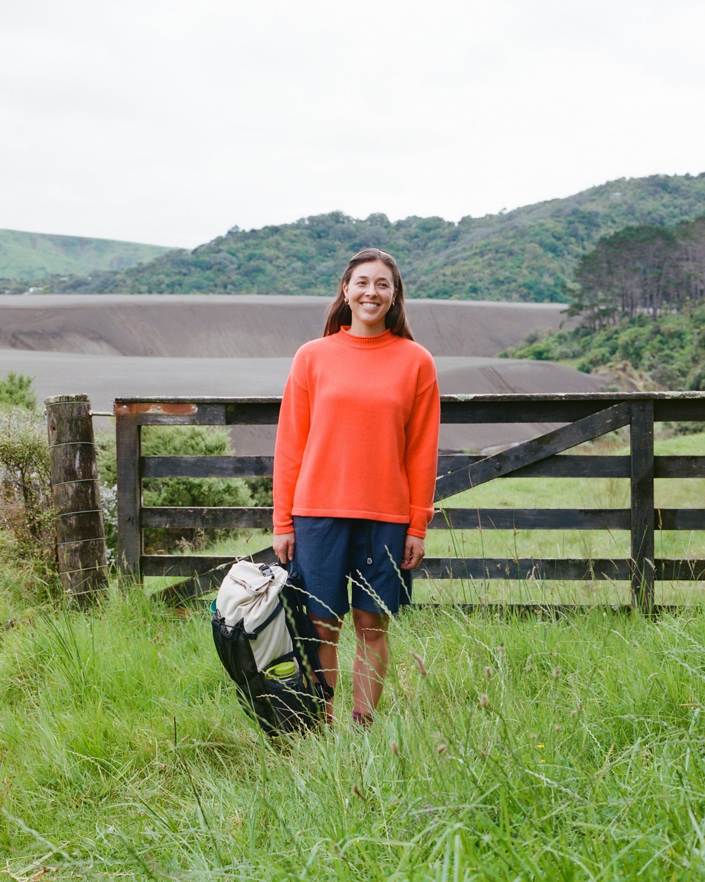 Hemp Mock Neck Knit - Red