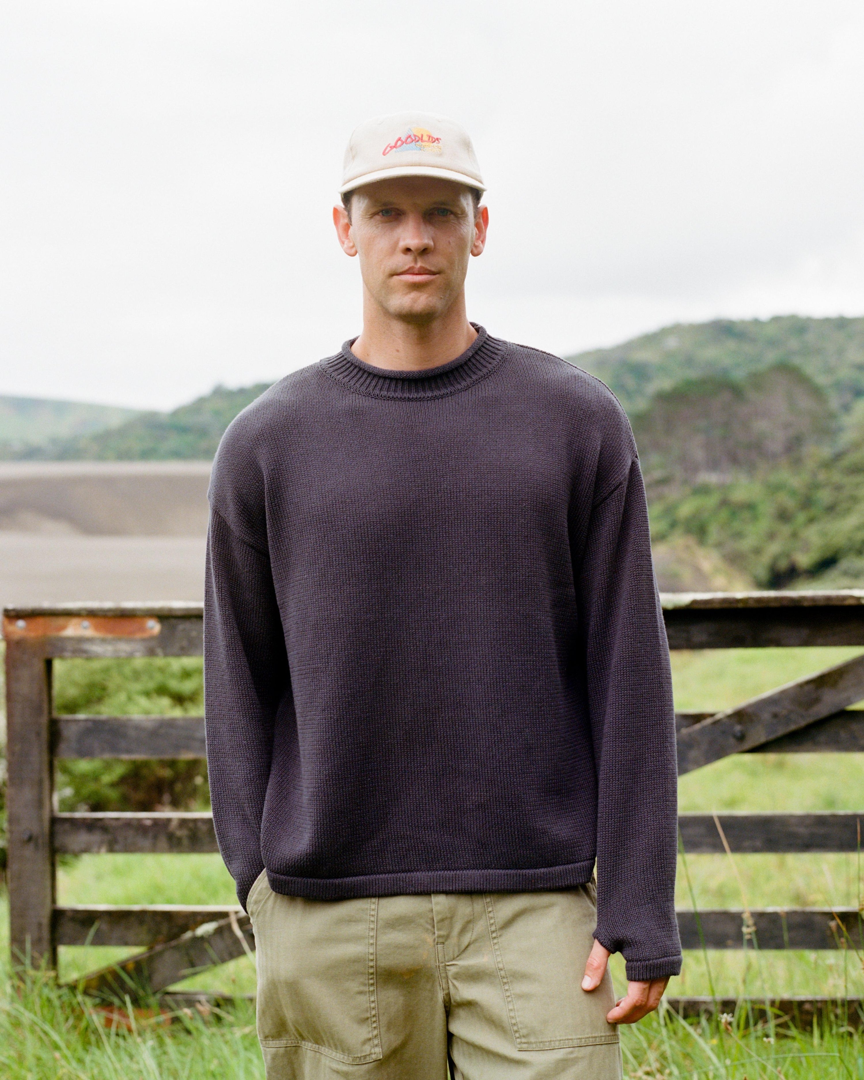 Hemp Mock Neck Knit - Charcoal