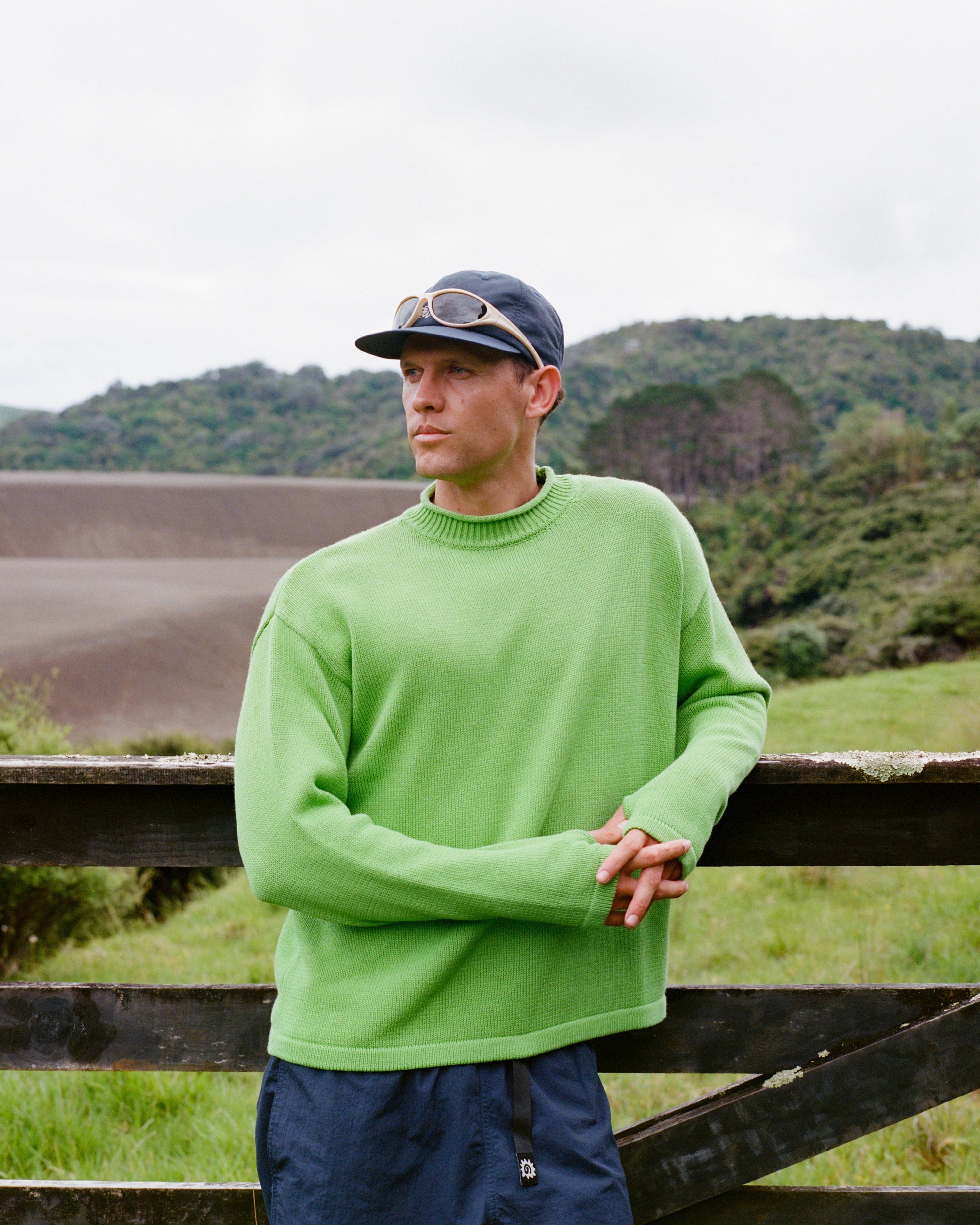 Hemp Mock Neck Knit - Kiwi