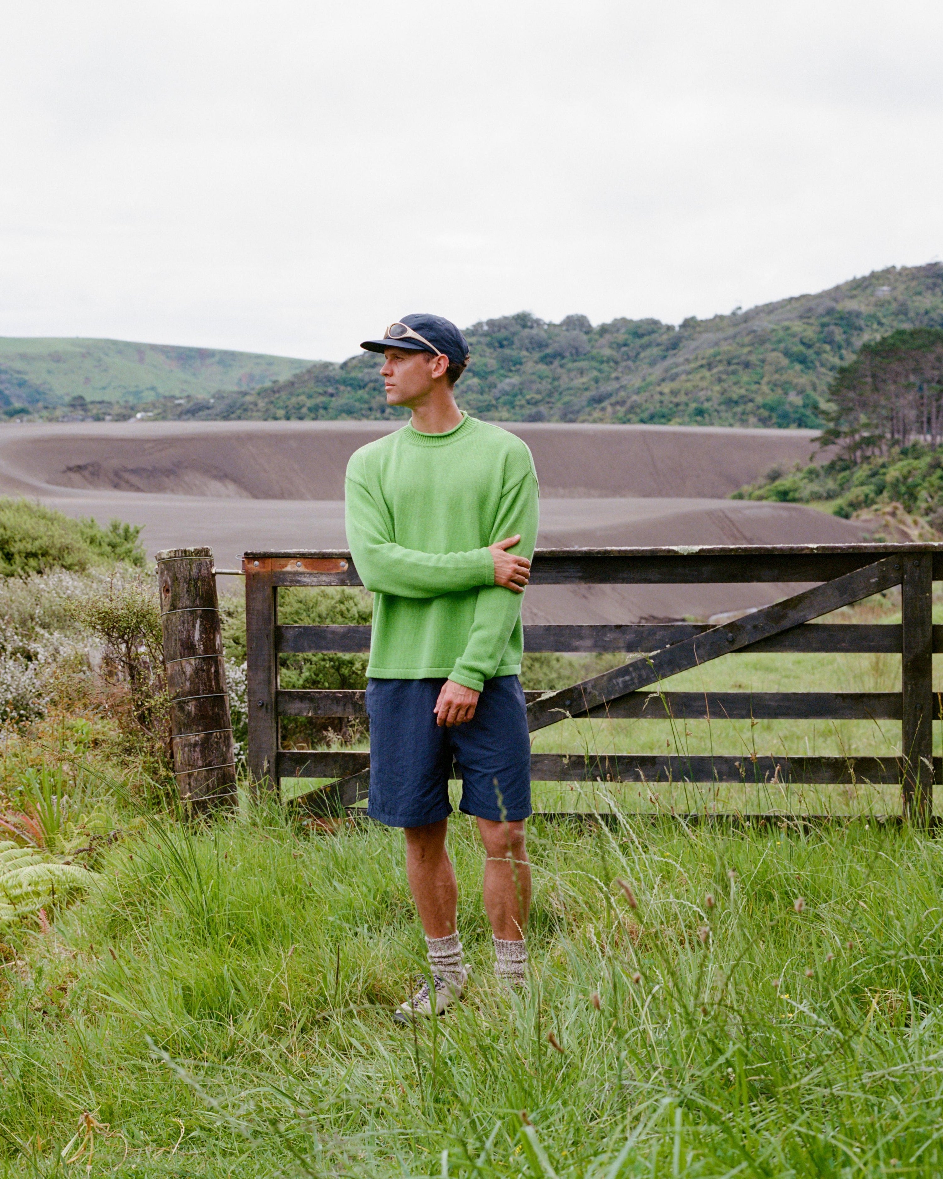 Hemp Mock Neck Knit - Kiwi