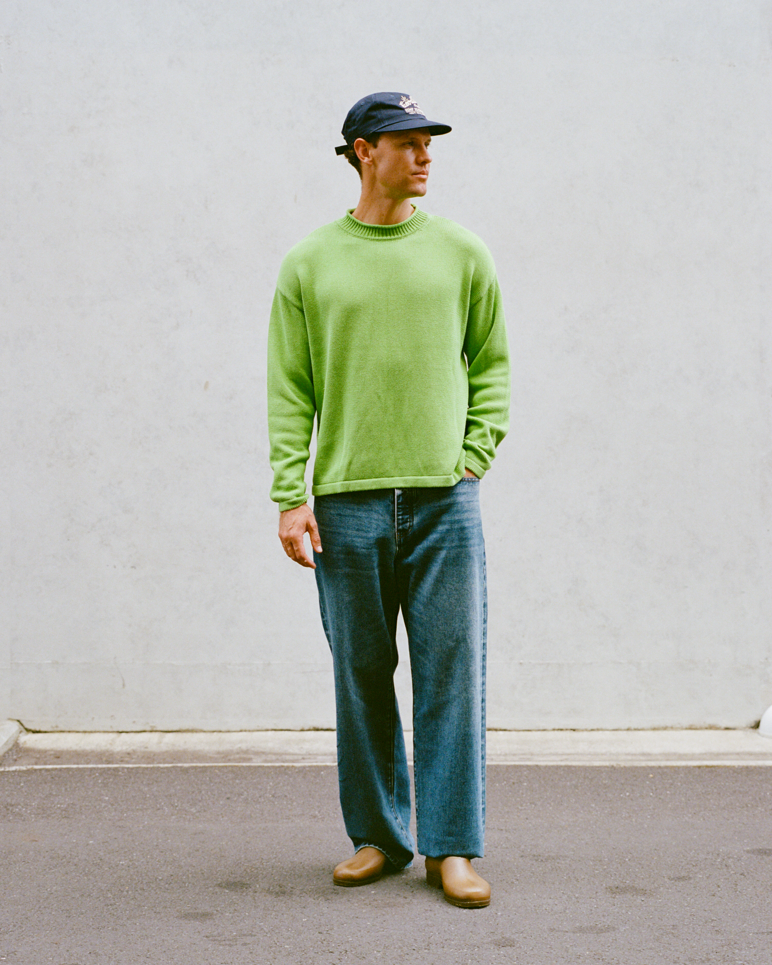 Hemp Mock Neck Knit - Kiwi