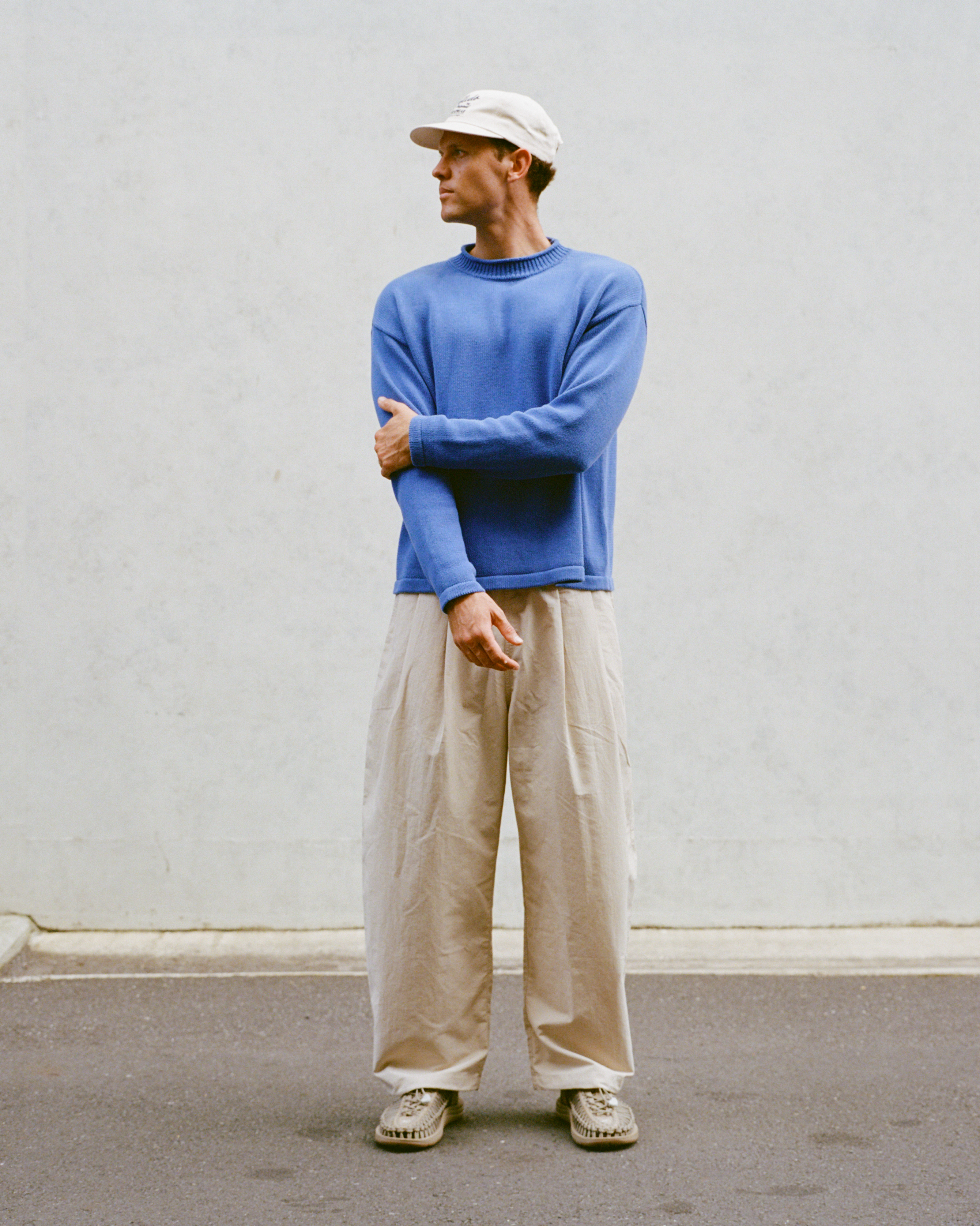 Hemp Mock Neck Knit - Blue