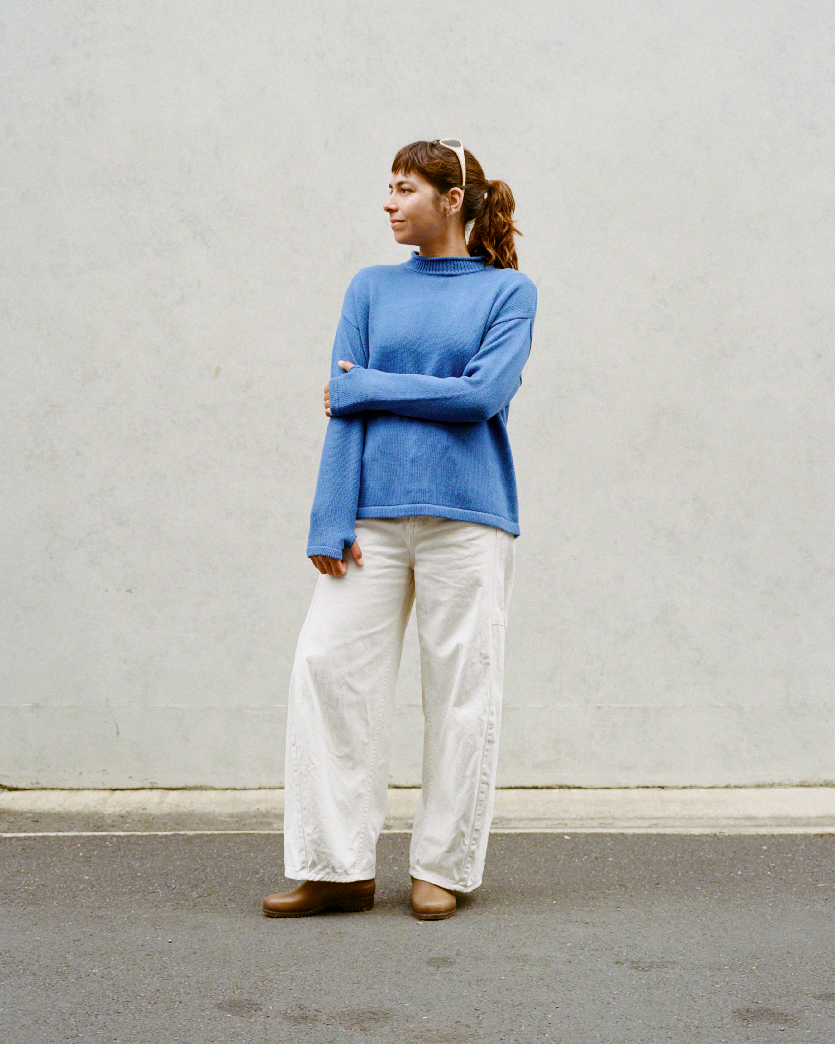 Hemp Mock Neck Knit - Blue