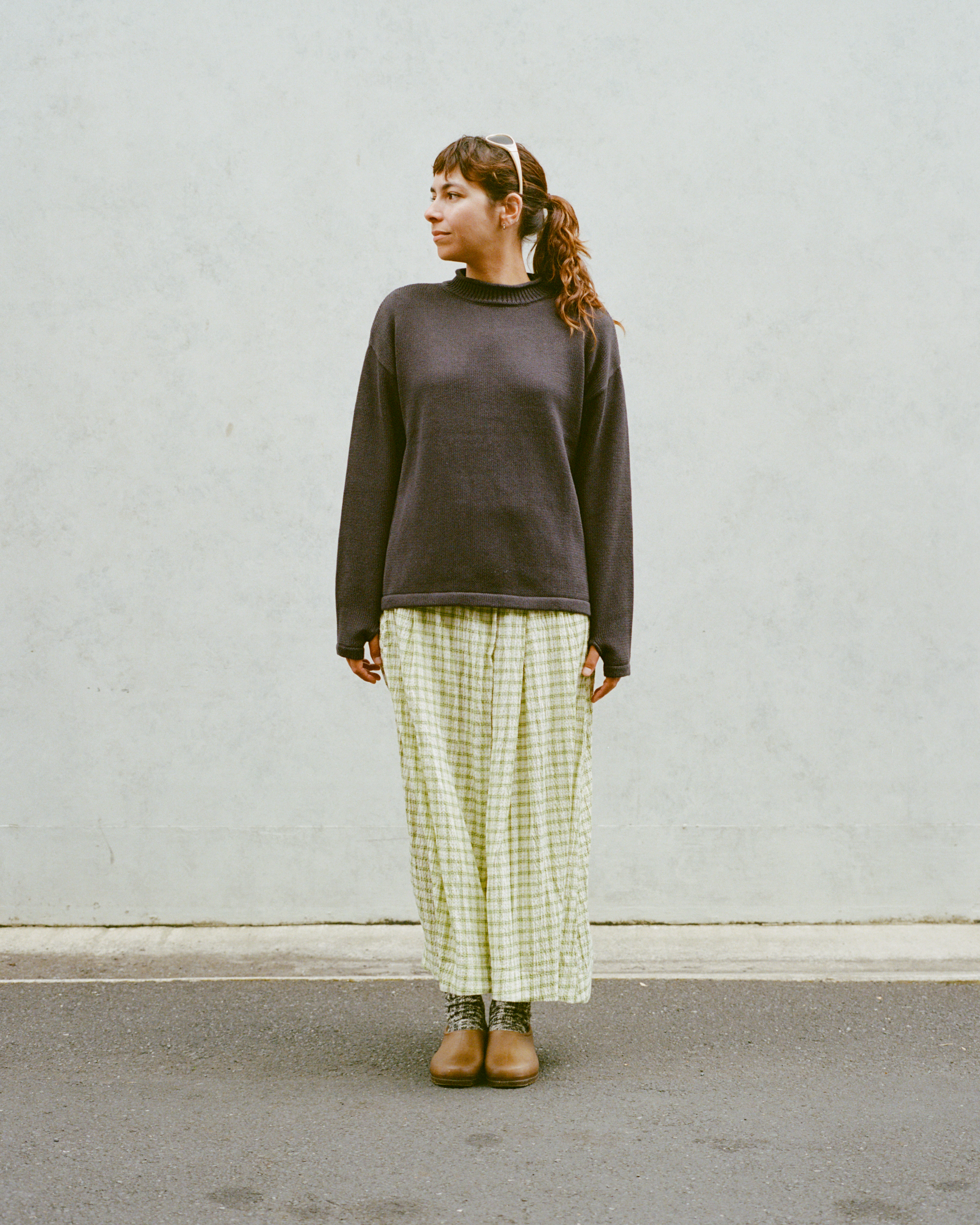 Hemp Mock Neck Knit - Charcoal