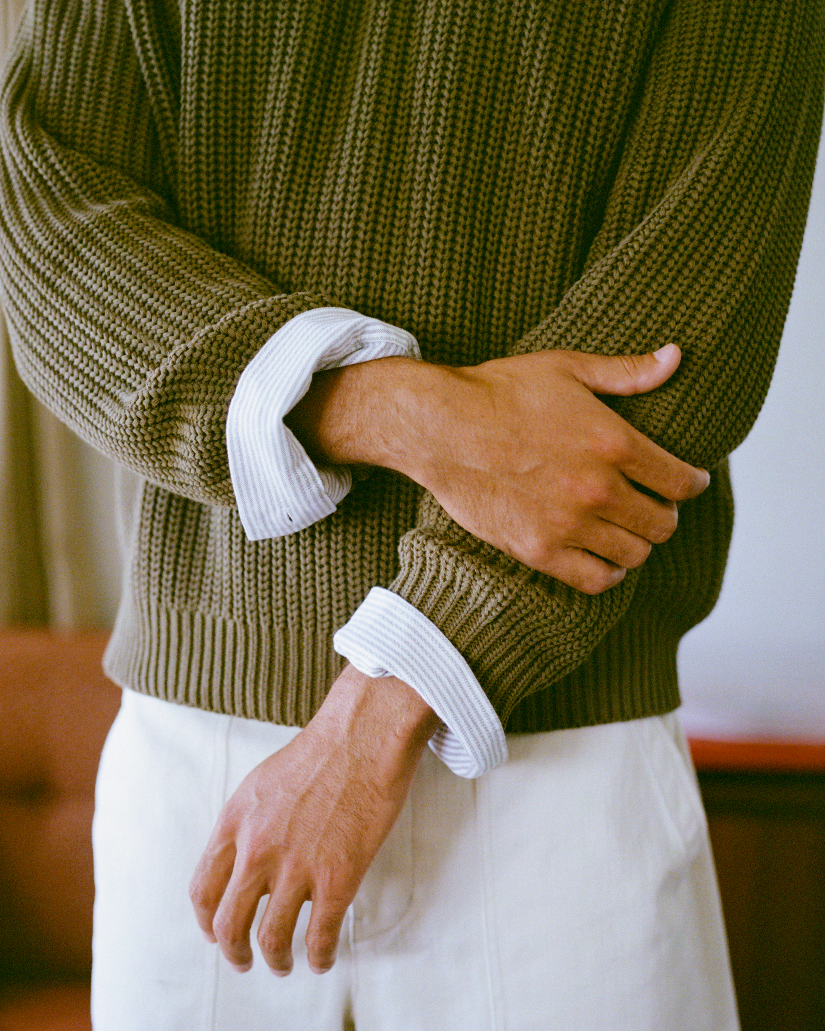 Fisherman Knit Sweater - Olive